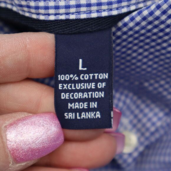 Roundtree Yorke Shirt Mens L Blue Checkered Button Down Long Sleeve Collared Top - Picture 3 of 16